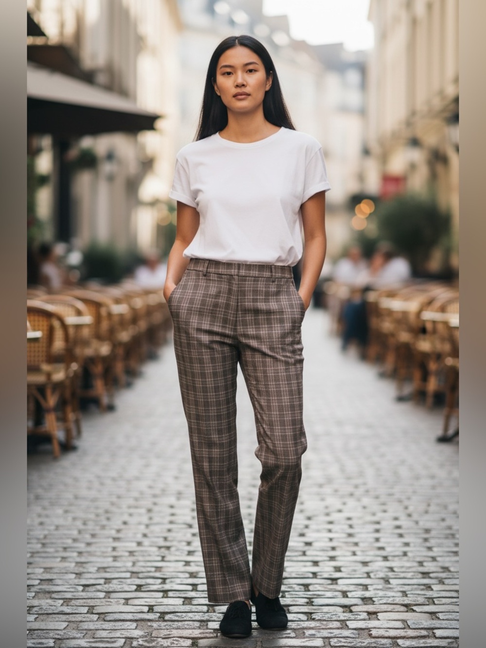 Maison d’Amelie Womens Brown Plaid Trousers. Size 12.